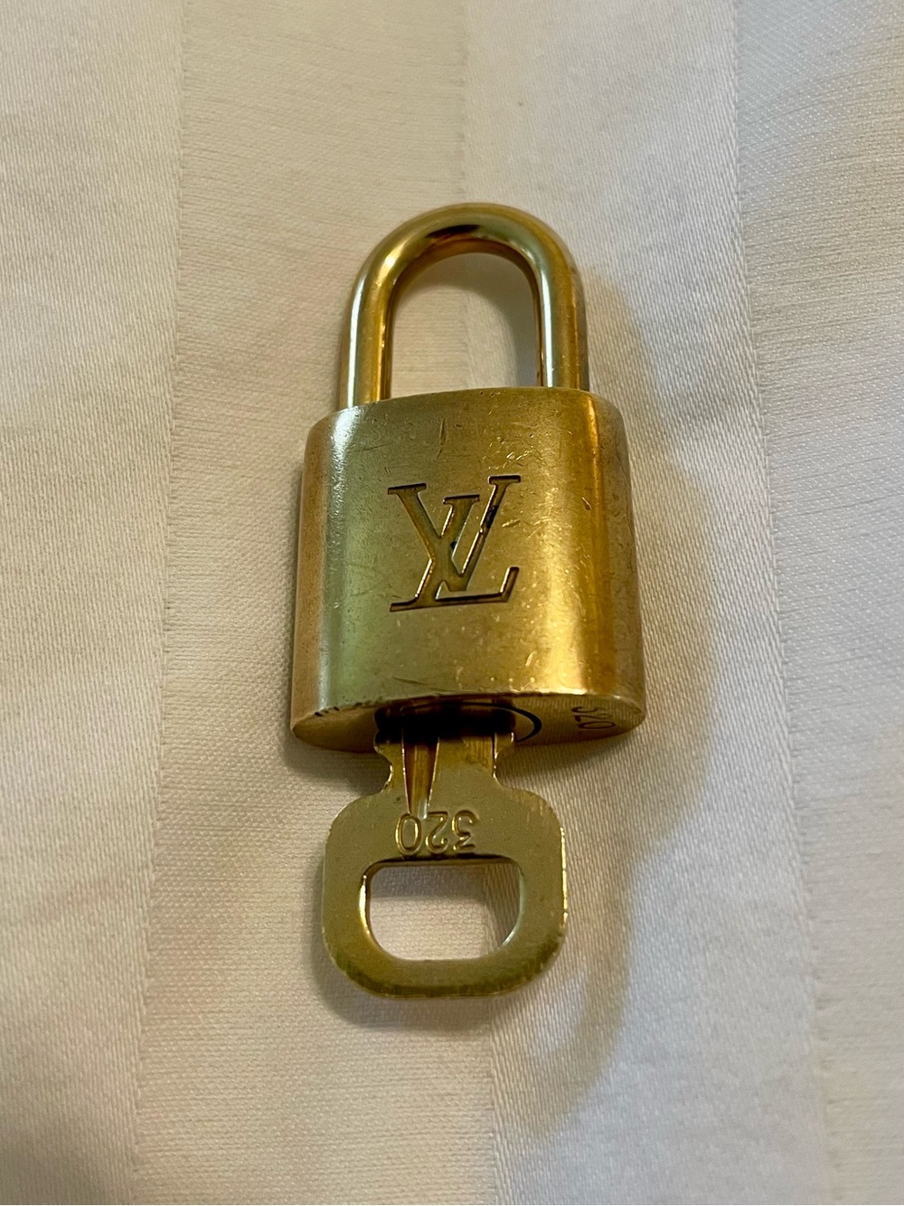 Louis Vuitton Gold-Tone LV Monogram Lock and Key #320